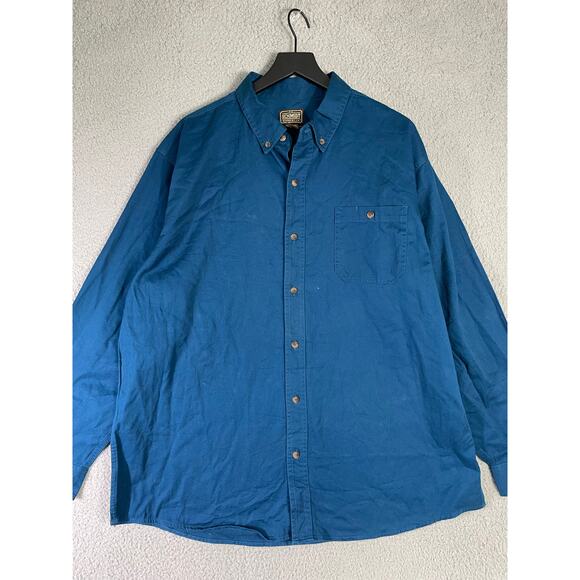 C.E. Schmidt Workwear Blue Button-Up Shirt XL 100% Cotton Long Sleeve Heavy Duty - Picture 7 of 8